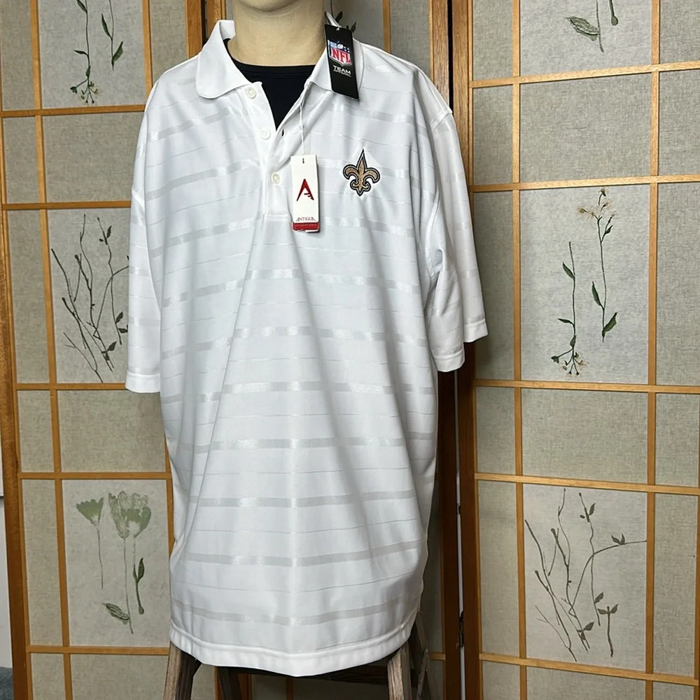NWT Men's New Orleans Saints Antigua White Tunnel Polo Size XL - Picture 6 of 13